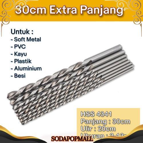 Cod Mata Bor Hss Panjang 30Cm 2-10Mm Untuk Kayu Dan Logam