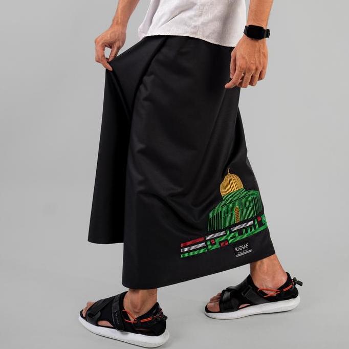 Diskon Katsae - Sarung Bordir Motif Al-Quds Palestina 100% Timbul Sarung Pria Dewasa Sarung Sholat H
