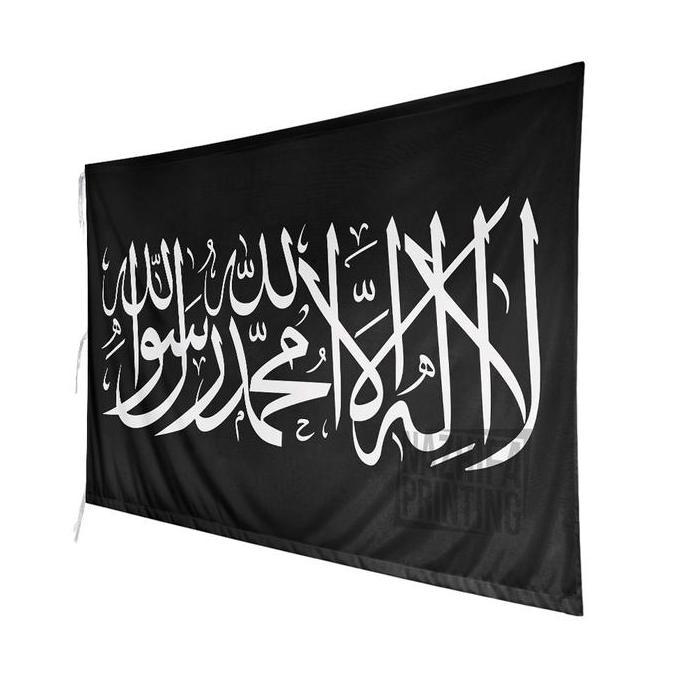 Bendera Tauhid Kecil dan Bendera Tauhid Besar Bahan Satin Peles