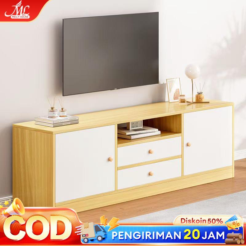 Meja Tv Rak Tv Meja Tv Kayu Warna Kayu Alami Dengan Putih Tersedia Lima Belas Gaya