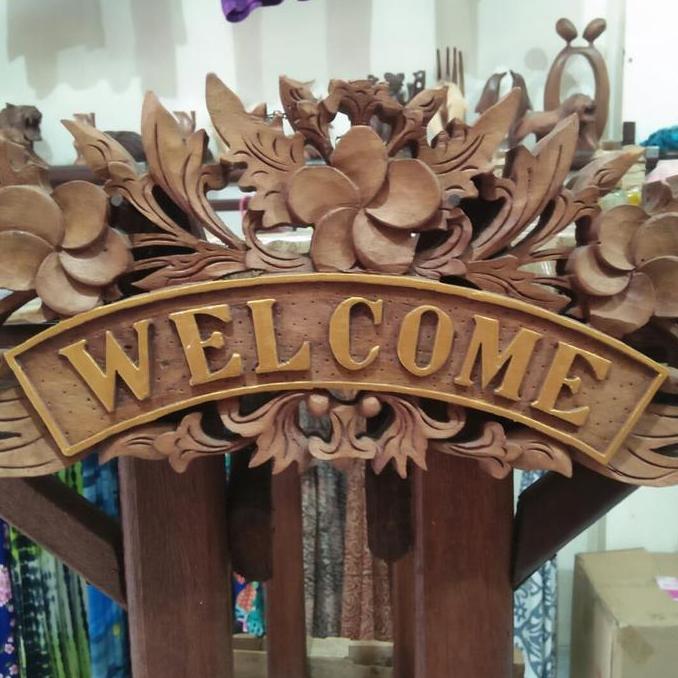 gantungan dinding tulisan welcome/hiasan dinding ukir bali