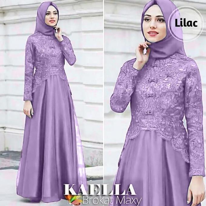 New- Gamis Gamis Brukat Kaella Maxy Gamis Warna Lilac Dress Panjang Kebaya