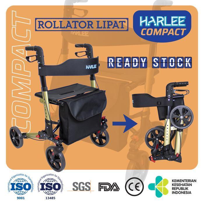 Harlee Compact Rollator - Alat Bantu Jalan - Walker Beroda Roda 4 Original Dan Terpercaya