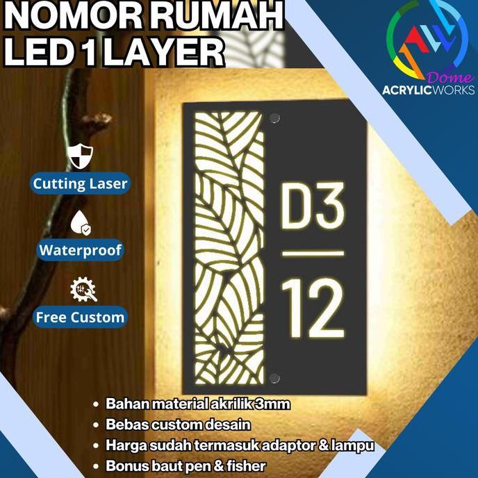 Nomor Rumah LED Akrilik Menyala