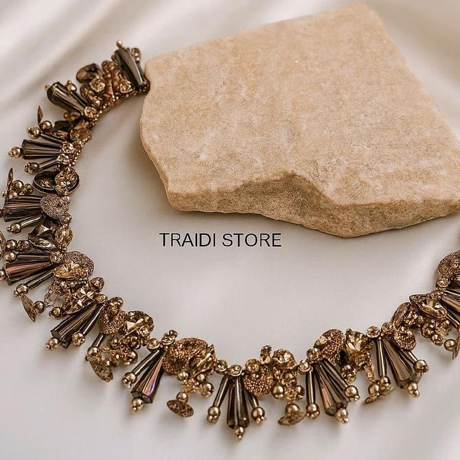 Traidi Payet Rangkaian Mutiara Crystal Kaca Varian Diandrielegan Untuk Kebaya Dress Pesta Tali Satin