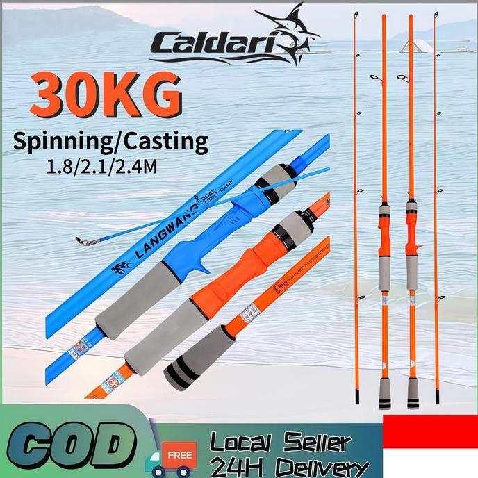 Fishing rod CALDARI Joran Pancing Carbon Sutet 2 Bagian Tongkat Pancing Putar/Casting MH Power