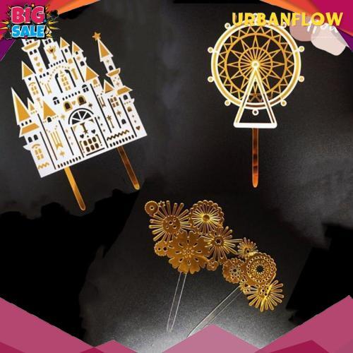 Harga Grosir Topper Akrilik Castle Firework Ferris Wheel White Gold Kembang Api Bianglala Kastil Ist