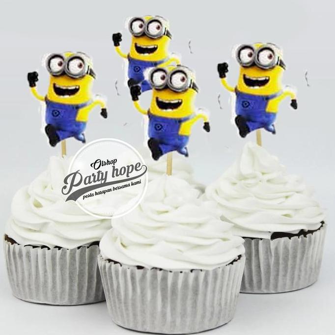 topper cupcake minion / tusukan kue minion / cake dekorasi minion