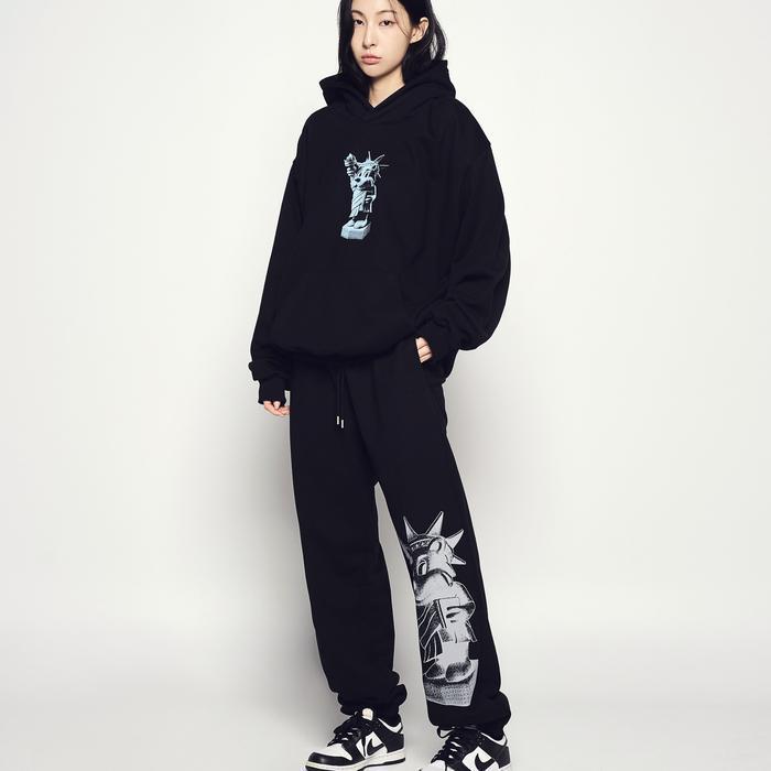 [Adlv] Ac Bear Statue Of Liberty Hoodie Black - Hoodie Oversized Fit Unisex Acme De La Vie Terbaru B