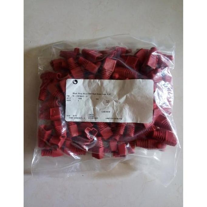 TERBARU - Original AMP/Commscope Plug Boot Cat.6 @100Pcs - Merah