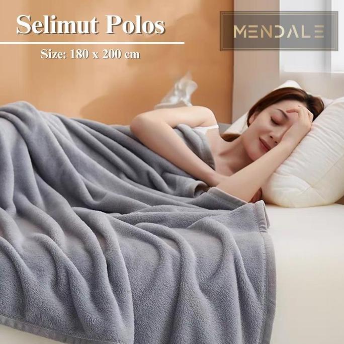 Selimut Bulu Lembut & Halus Pola Polos Uk Dewasa 180x200 cm