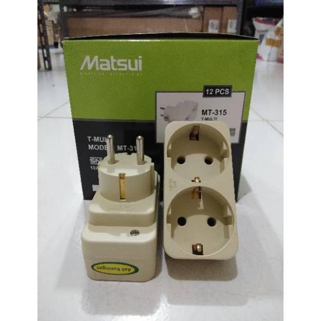 New- Steker T Multi + Stop Kontak 2 Lubang Putih MATSUI - MT315