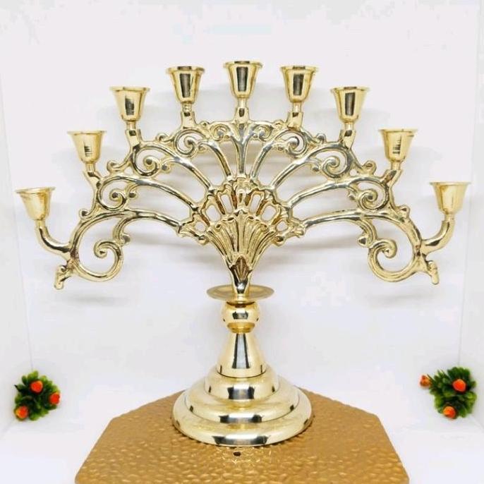 Tempat lilin cabang 7 kuningan. candle holder cabang 7 Gold
