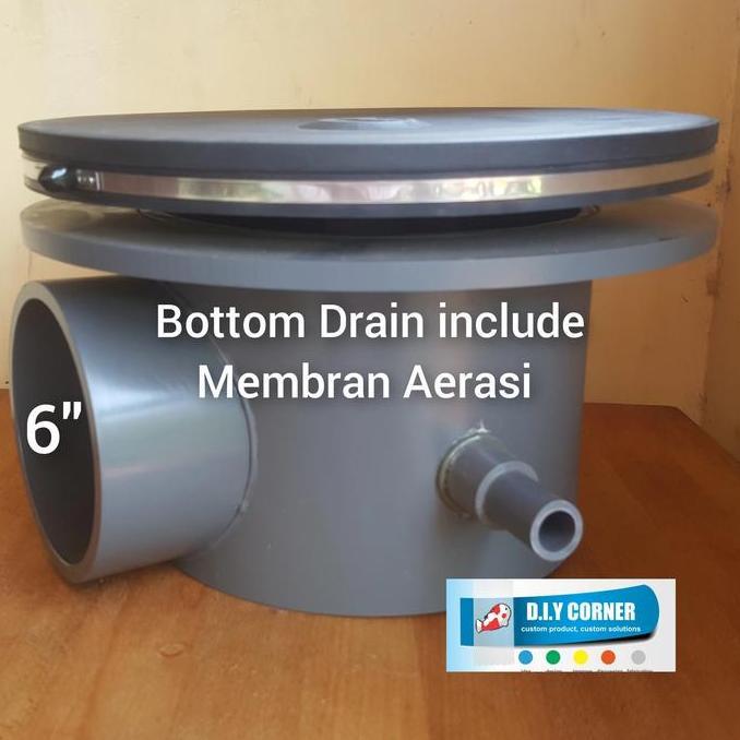 TERBARU - Bottom Drain 6 inchi + tutup + membran aerasi Bottom Drain regular kolam ikan kolam koi