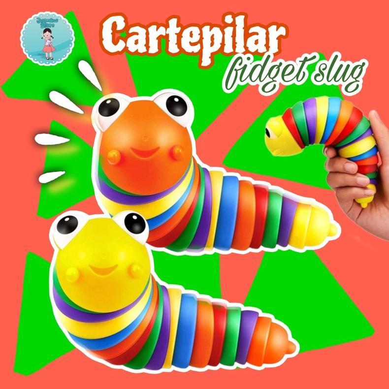 Cuci Gudang Mainan Cartepilar/Mainan Anak Ulat Pelangi Finger Slug/Mainan Ulat Ulatan Meringkuk Fidg