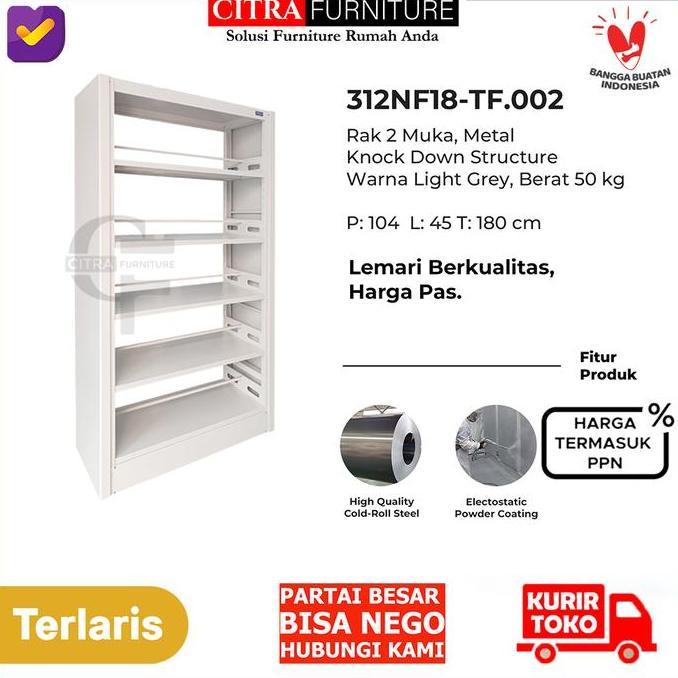 TOPAS Lemari Besi Rak Buku Perpustakaan Sekolah 2 Muka