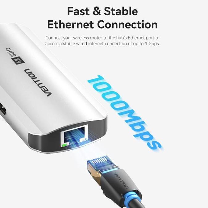 Vention Multiport Usb Hub Type C To Hdmi Vga Rj45 Usb 3.0 Pd