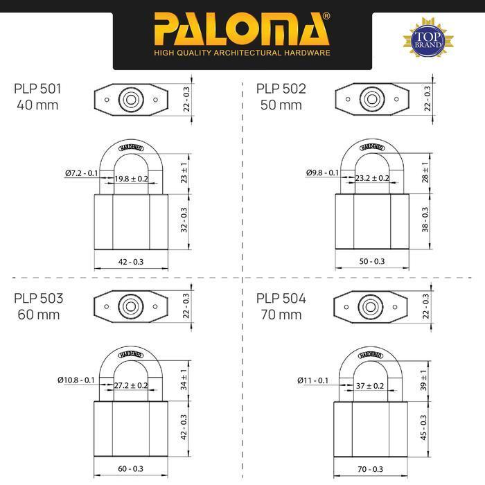 Paloma Gembok Padlock Pagar Loker Kunci Pintu Leher Panjang Pendek Shackle Long Short Baja Hardened 
