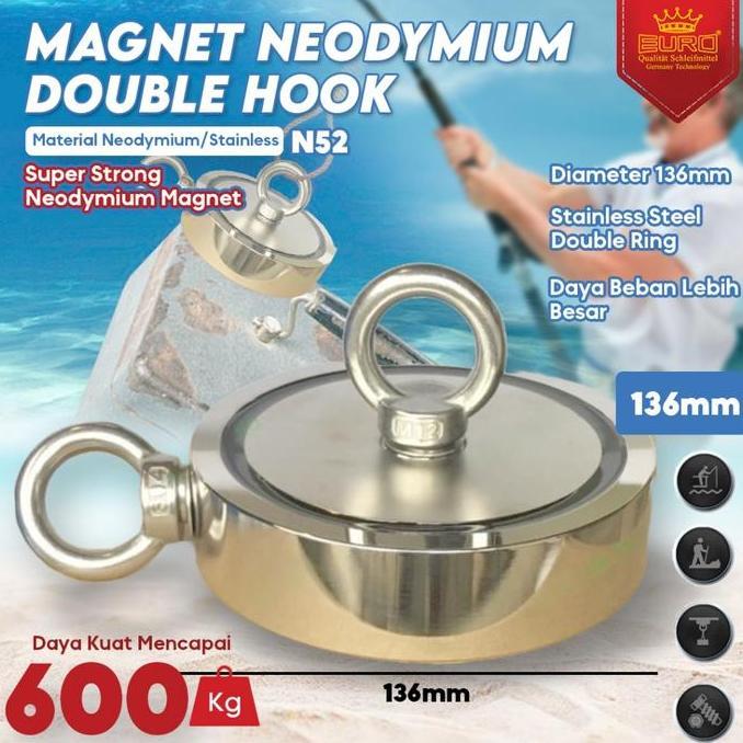 Magnet PABRIK / Magnet Angkat Beban / Salvage Neodymium Super Kuat Magnet Fishing Hook D-135mm Model
