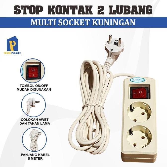New- Stop Kontak Putih 5 meter 2 lubang Terminal Listrik 2 Lubang