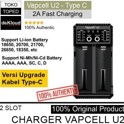 Authentic VAPCELL U2 Fast Charger Battery 2A | 18650 21700 AAA AA