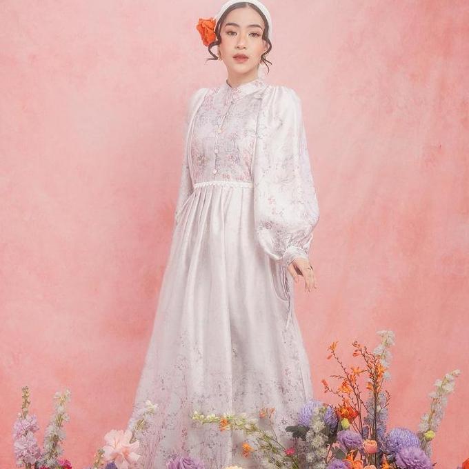 Radwah - Enchanted Dress - Dress Wanita Muslim - Premium Satin Silk - Dress Printing - Gaun Mewah Un