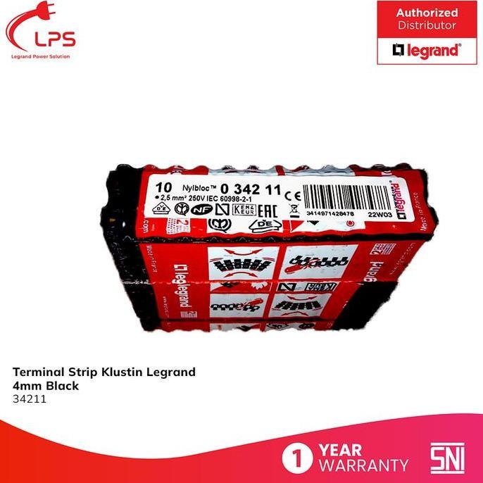 Legrand Terminal Blok Strip Kabel Klustin Krustin 2.5mm Hitam 34211