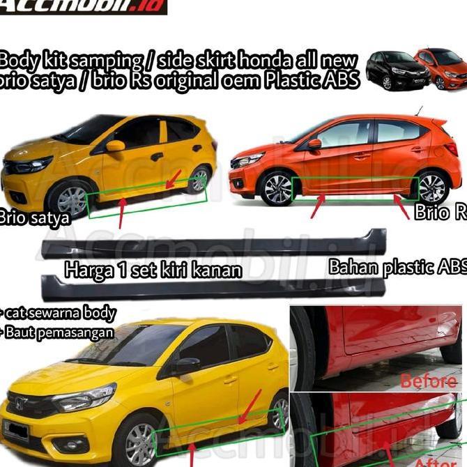bodykit samping body kit side skirt honda all new brio satya / rs plastic model original oem