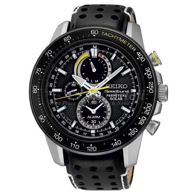 Seiko SSC361P1 Sportura Peetual Solar Black Silver