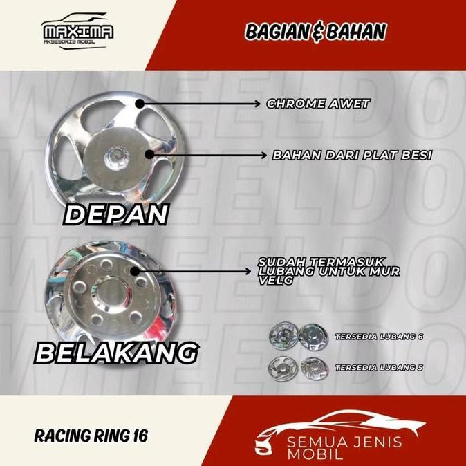 1Set Isi 2Pcs Whelldop Ring 16 Racing Dop Velg Kaleng Velg Truck Ring 16 Tutup Velg Wildop Truck Wil