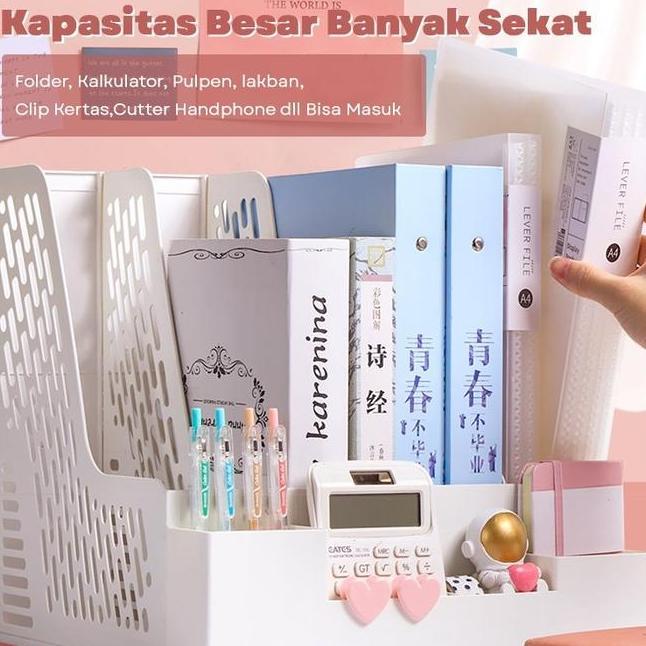 Liifung Rak Buku Organizer File Dengan Tempat Box File Tempat Buku Tempat Penyimpanan Hitam Plastik