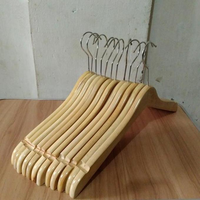 Hanger Kayu Dewasa Natural Harga 1Lusin