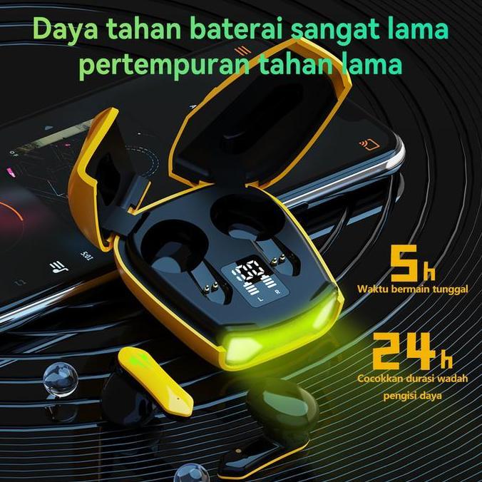 Promo CODGaming Wireless Headset Bluetooth 5.4 TWS GM08 Bumblebee Earbuds Hi-Fi Stereo No Delay Blac