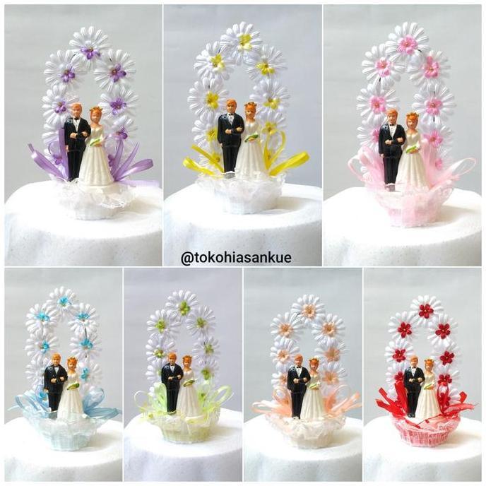 Diskon 3D Hiasan Kue Background Cake Topper Pengantin Wedding Bunga