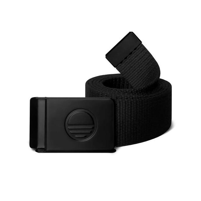 Open Ending Webbing Belt Metal Buckle Deboss Logo [Black]