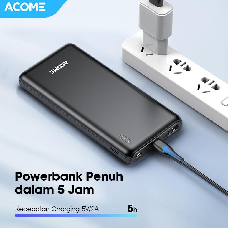 TERBARU NEW PRODUCT ACOME POWERBANK PB 10000MAH 2.1A DUAL PORT MICRO & TYPE-C POWERBANK TRAVEL FRIEN