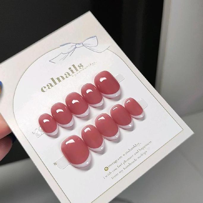 press on nail french nail natural      WAJIB FOTO KUKU PAKAI KOIN .