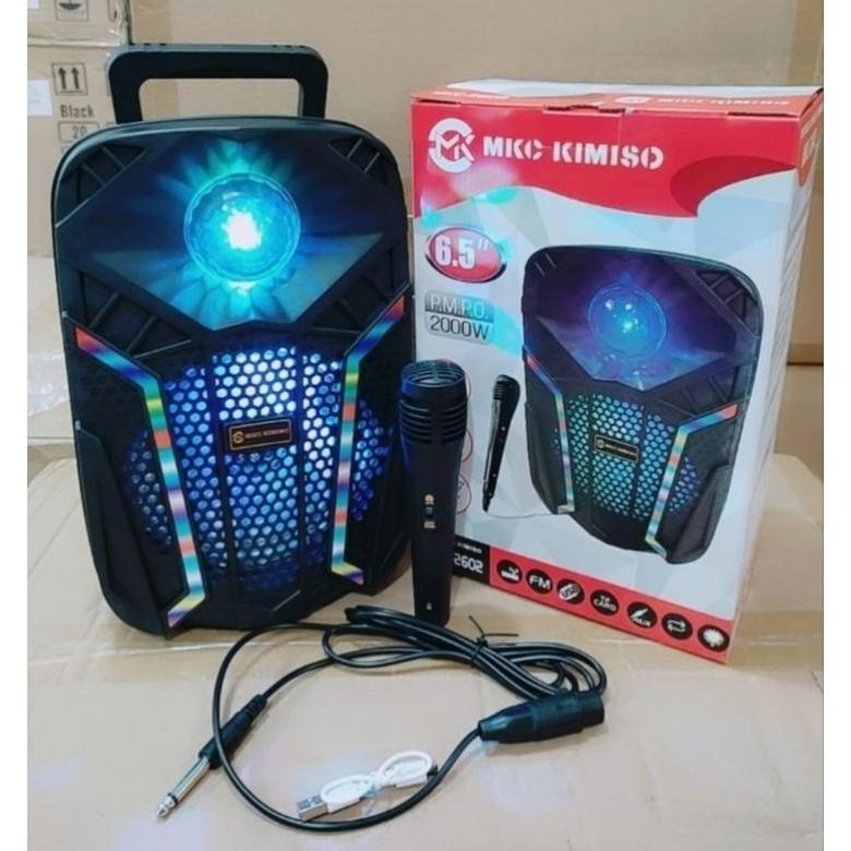 CUCI GUDANG PROMO TERBARU Speaker Bluetooth 2602 Bonus Mic 6,5Inci Salon Aktif Portable Radio Fm Spe