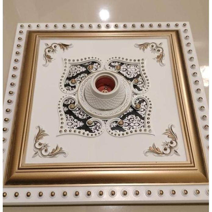 BERKUALITAS! Vicon Fitting Lampu Hias Plafon 1 Dus 24 Pcs Ornamen Gypsum Diameter 30 Cm Tipe E27 Mud