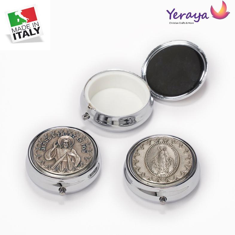 Piksis Baja Gambar 3D Kecil Made in Italy Piksis Hosti/Piksis Katolik/Tempat Hosti