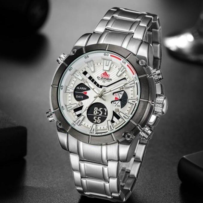 Dziner Jam Tangan Pria Double Time 8258 Tali Rantai Stainless Steel Original Water Resistant 30M