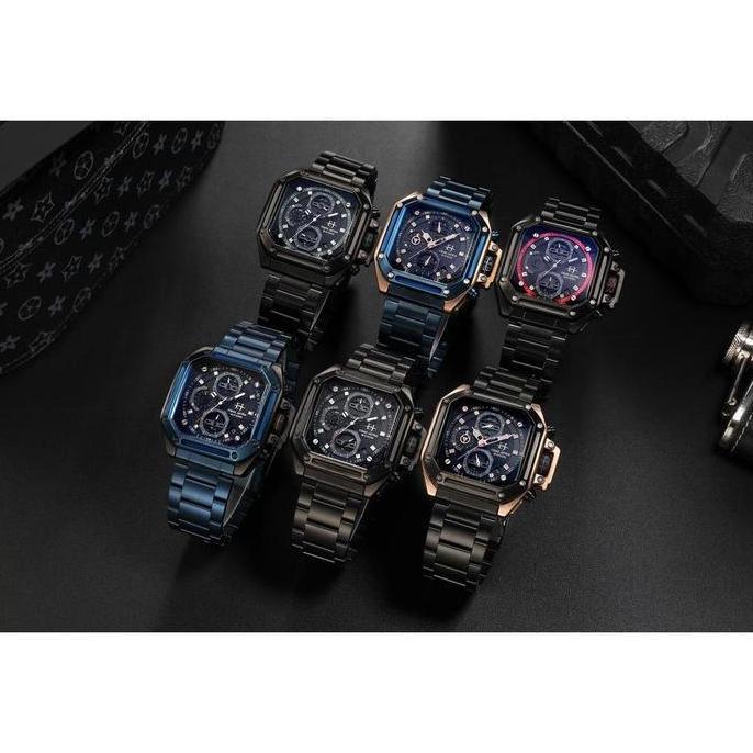 Buy 1 Get 1  Evans Jayden Jam Tangan Pria EJ 9558 Rantai Stainless Steel Chronograph Kaca Sapphire W