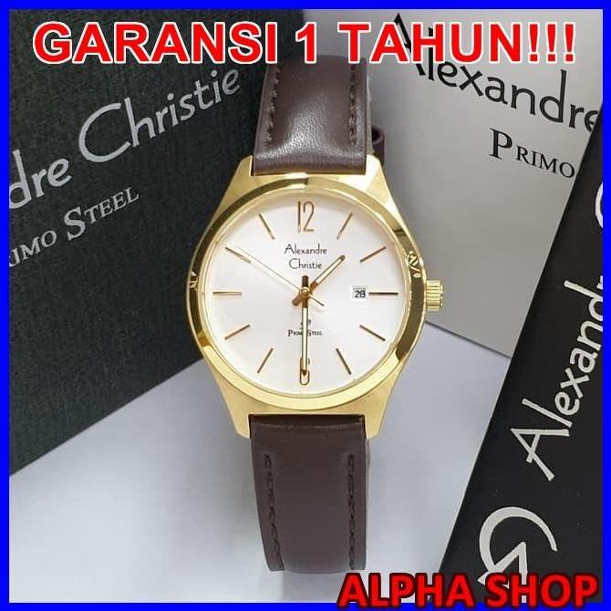 JAM TANGAN WANITA ALEXANDRE CHRISTIE AC1009 KULIT ORINAL GOLD
