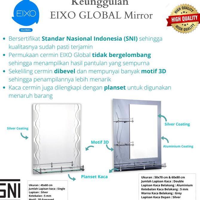 Mirror EIXO GLOBAL Kaca Cermin Kamar Mandi Make Up Dinding 45 x 60 cm