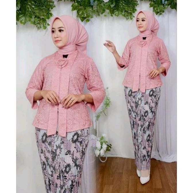 setelan kebaya floy brokat  / kebaya kartini brokat  / baju kebaya Brokat modern