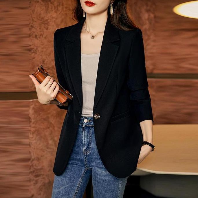 BLAZER KOREA JAS OUTER WANITA FUSIA HITAM