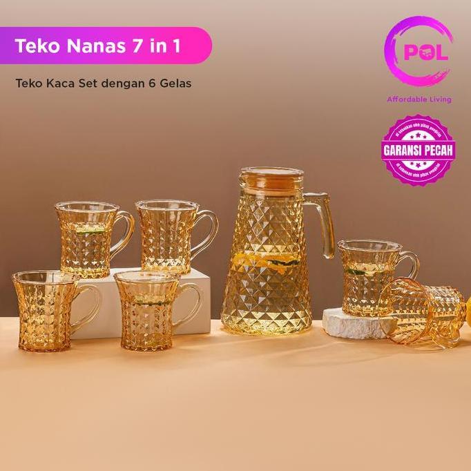 [GARANSI PECAH] POL Set Teko Air Kaca  Nanas 7 in 1 | Pitcher Glass Kettle 7 in 1 | Kettle Air Kaca