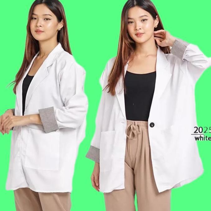 Atasan Blazer Outerwear Wanita Blus LD 100 Jumbo LD 120 Blaser Putih
