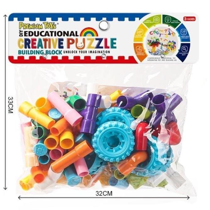 Mainan Edukasi Anak Blok Pipa Education Toys Block Pipa Shape Bentuk Brick