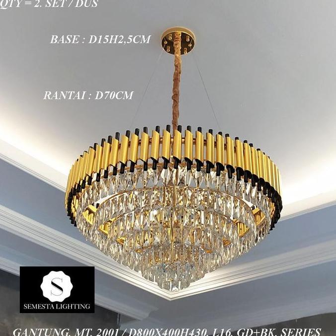 Terlaris Lampu Gantung Kristal 80 Cm Mt 2001